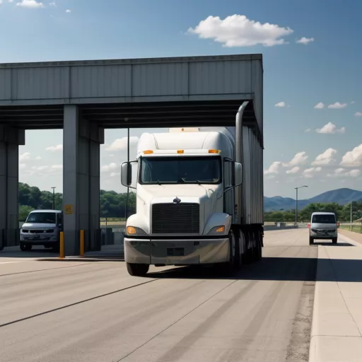 Xe tải đi qua trạm thu phí