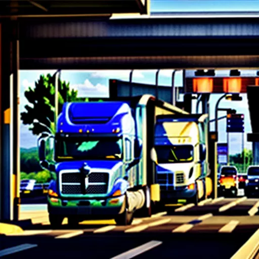 Xe tải đi qua trạm thu phí