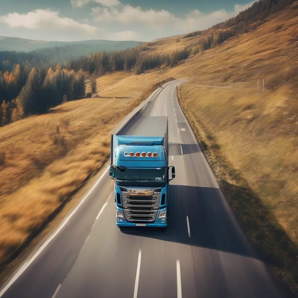 Truck driving on the road