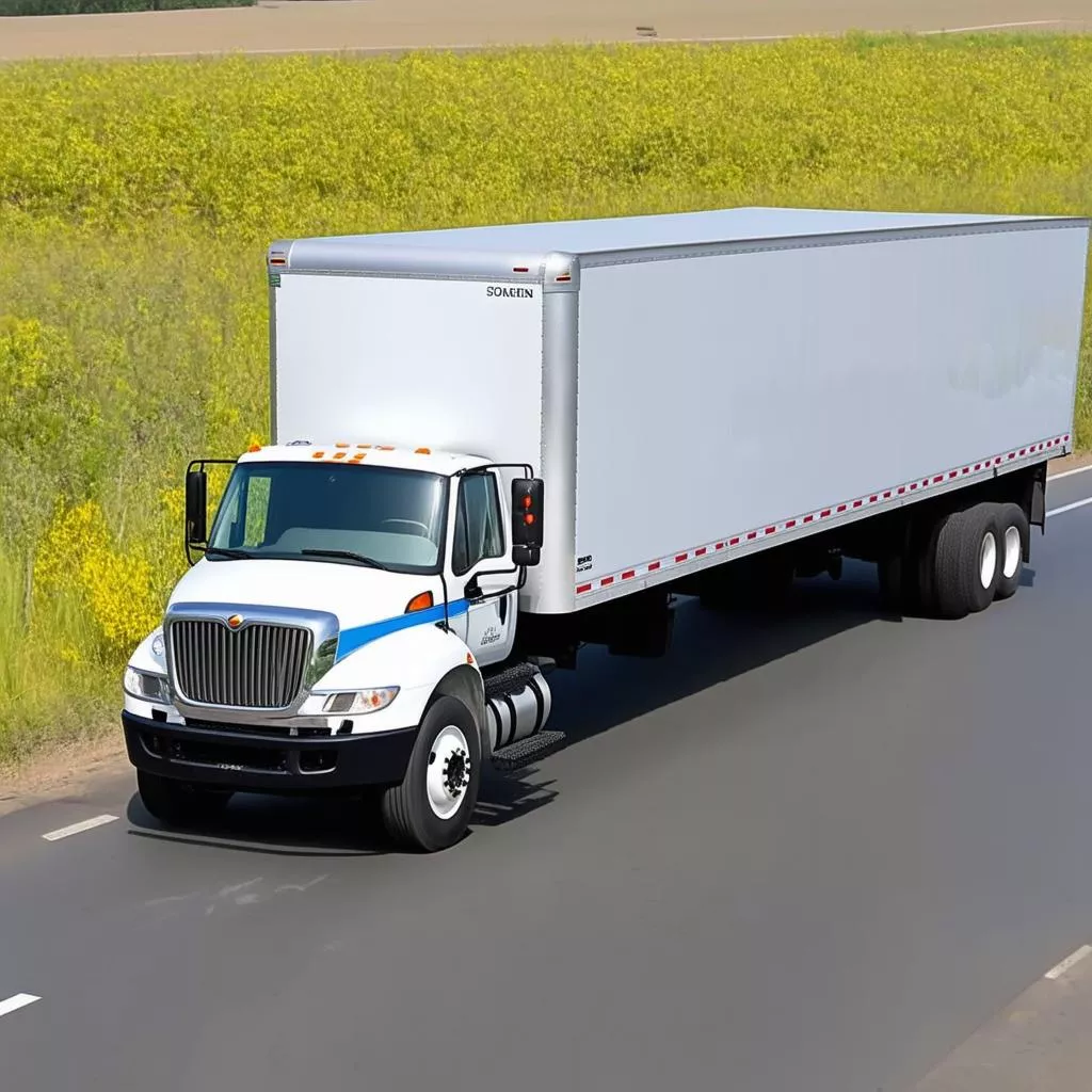 Xe tải di chuyển trên đường