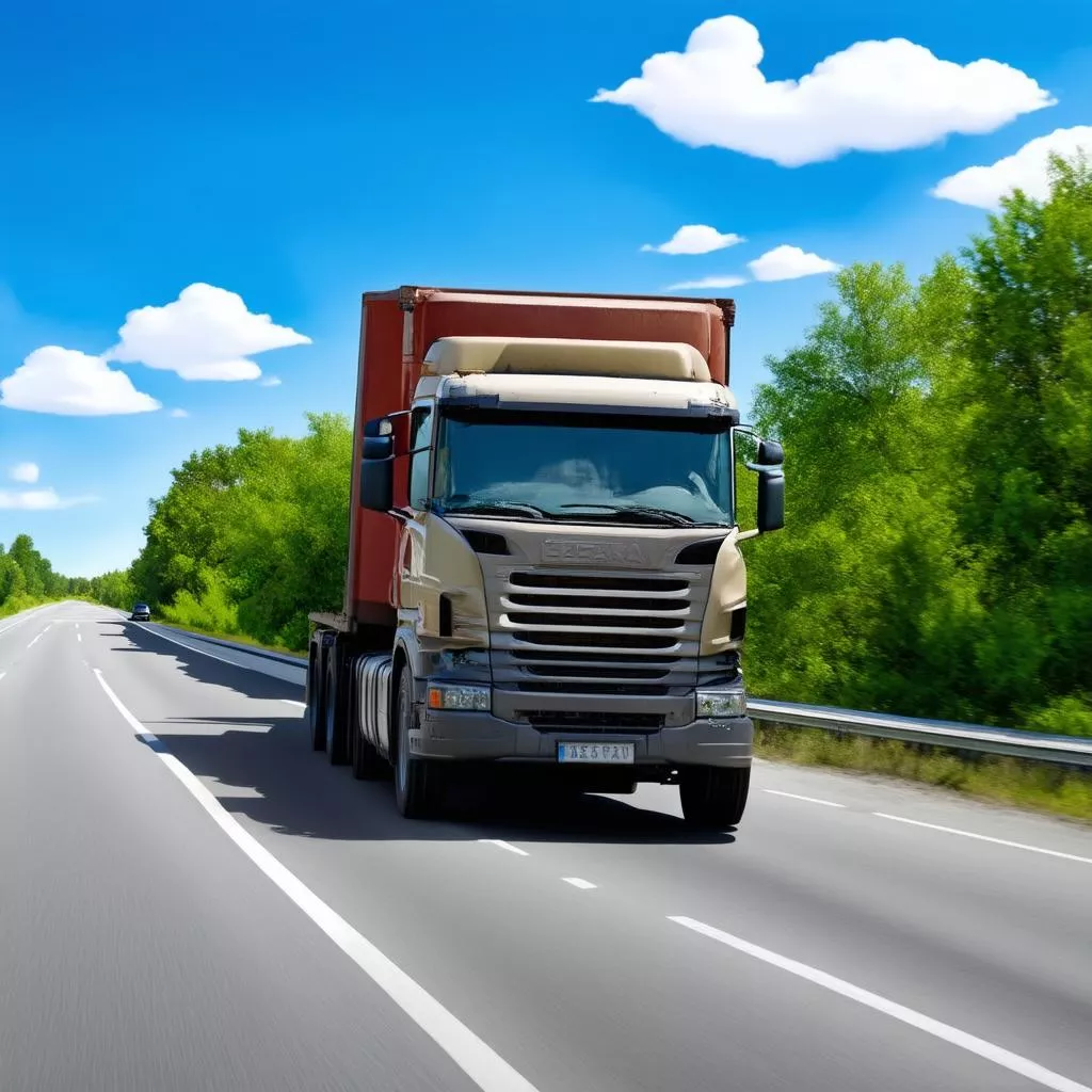 Xe tải di chuyển trên đường