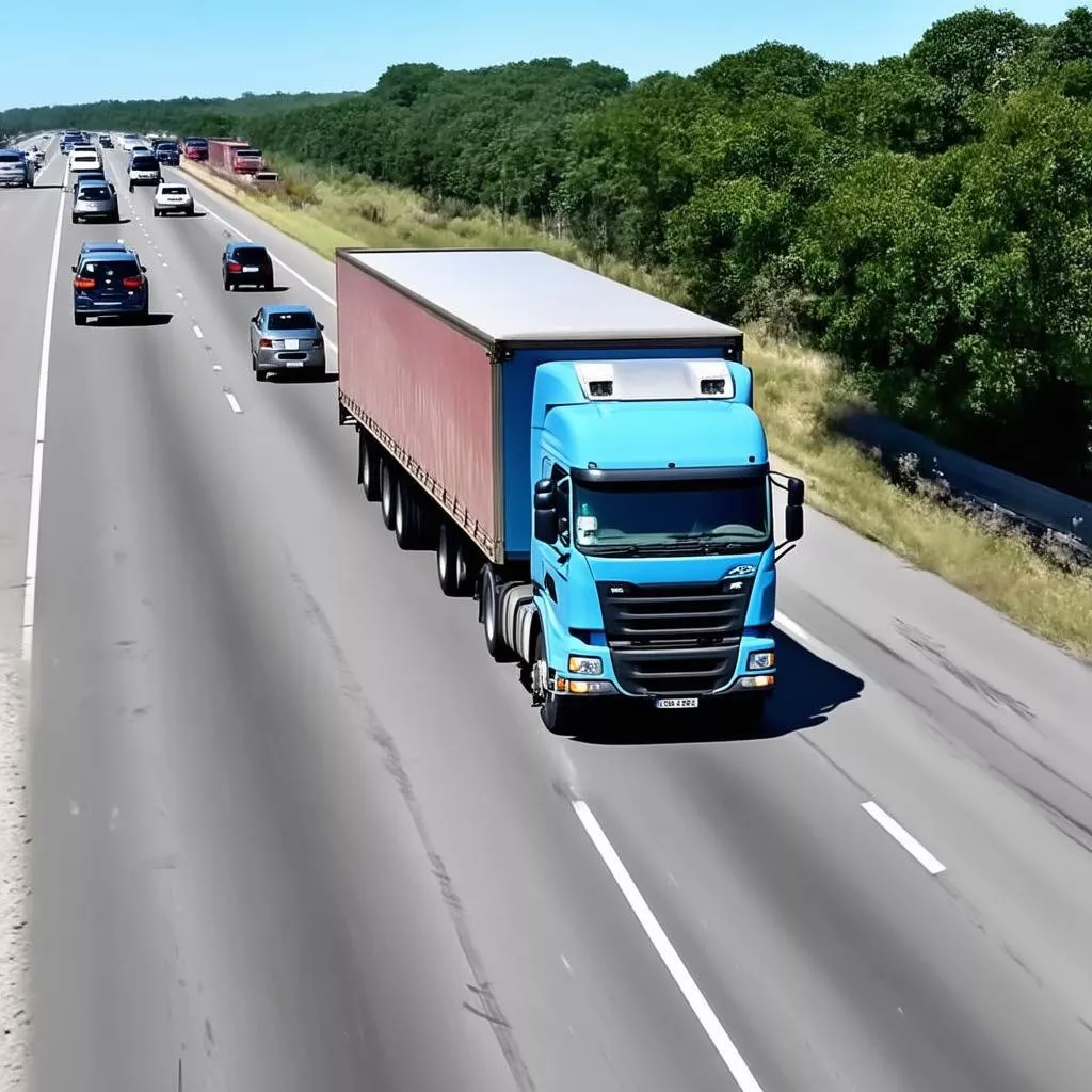 Xe tải di chuyển trên đường cao tốc