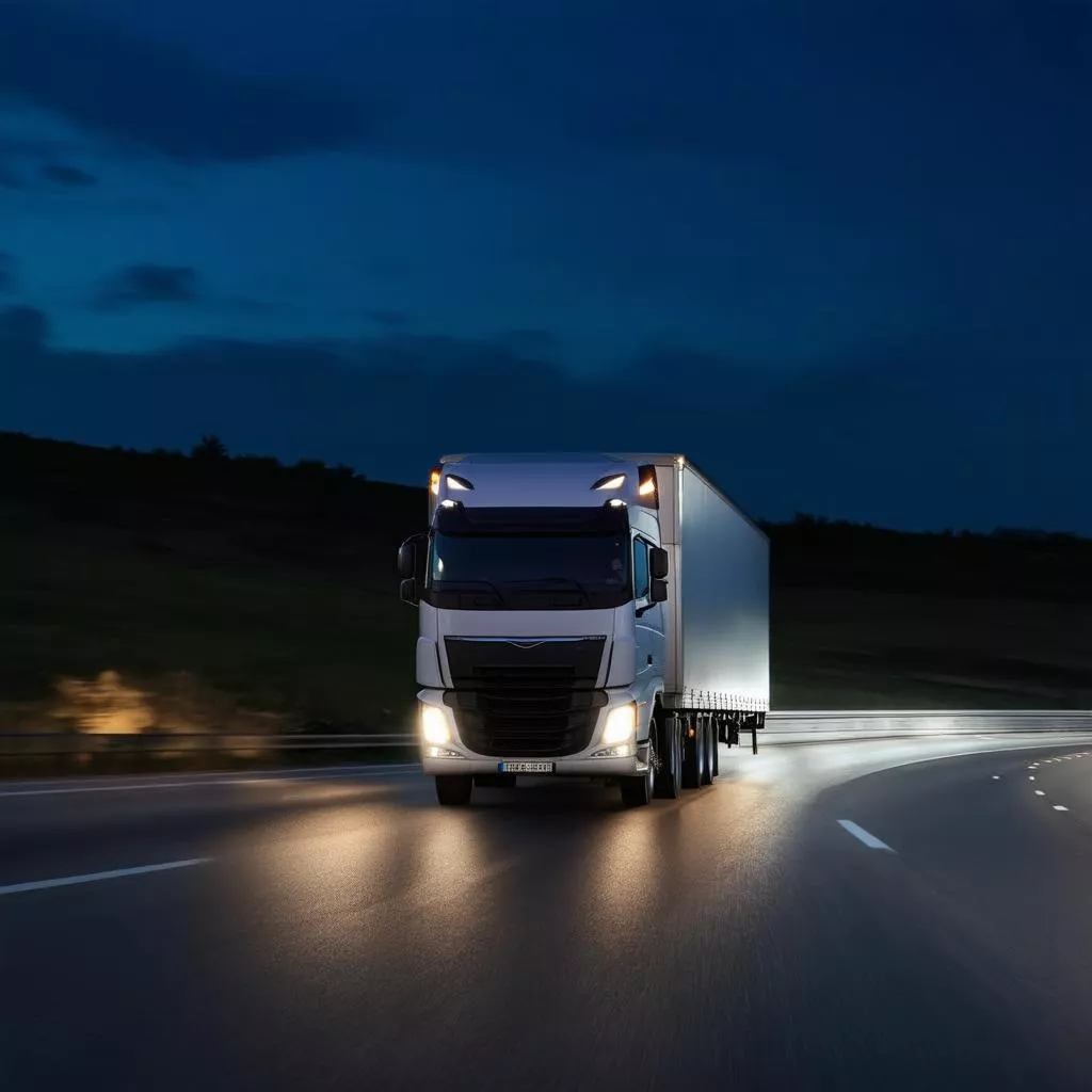 रात में चलता ट्रक