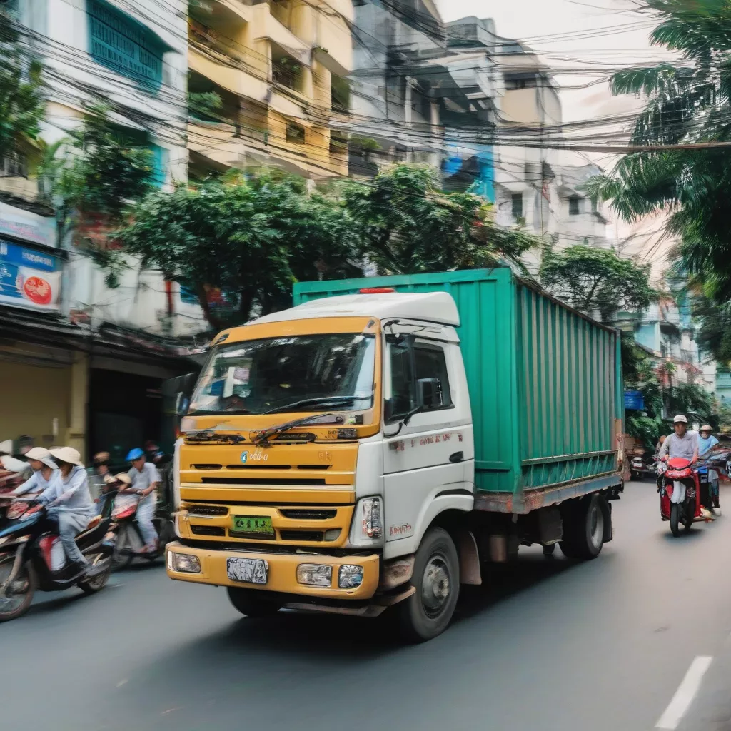 Truck driving on Ho Chi Minh City street