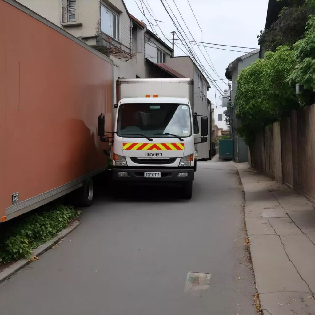 Kleintransporter in einer engen Gasse