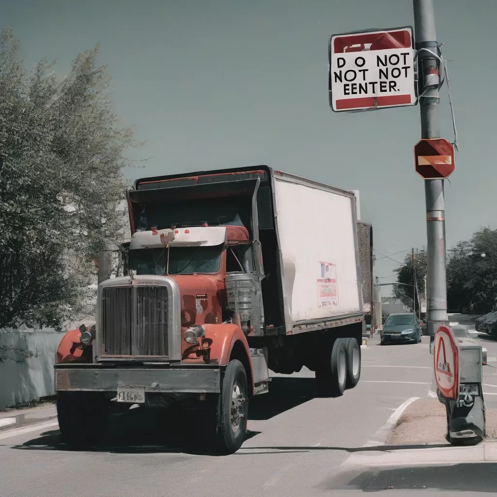 Truck entering a one-way street