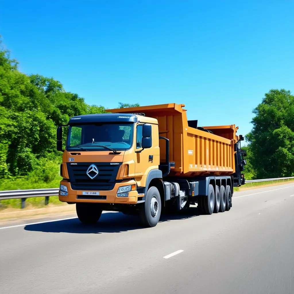 Camião basculante transportando carga