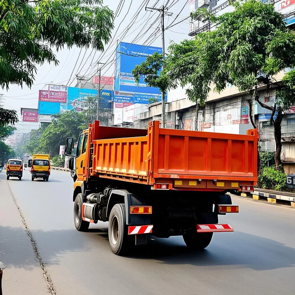 Dump truck carrying goods in Ha Dong