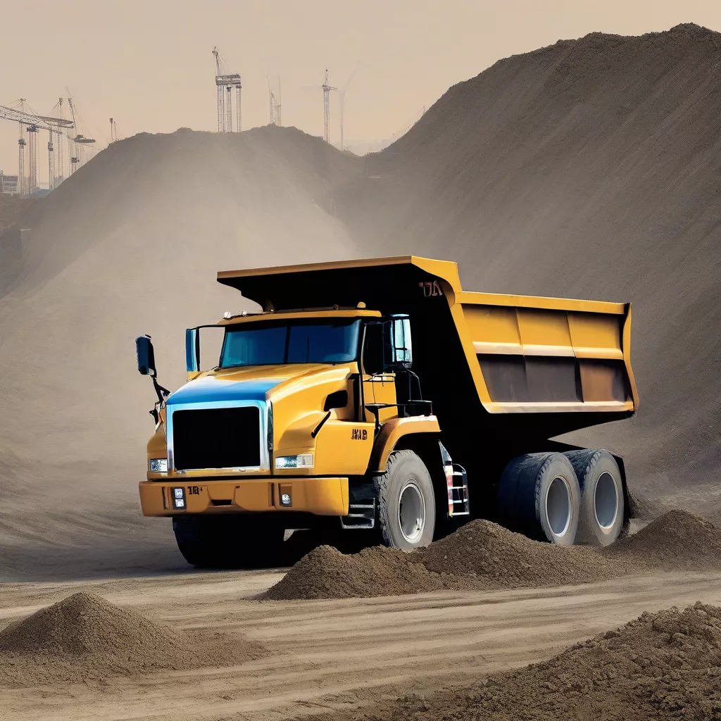 Camião basculante em operação numa obra