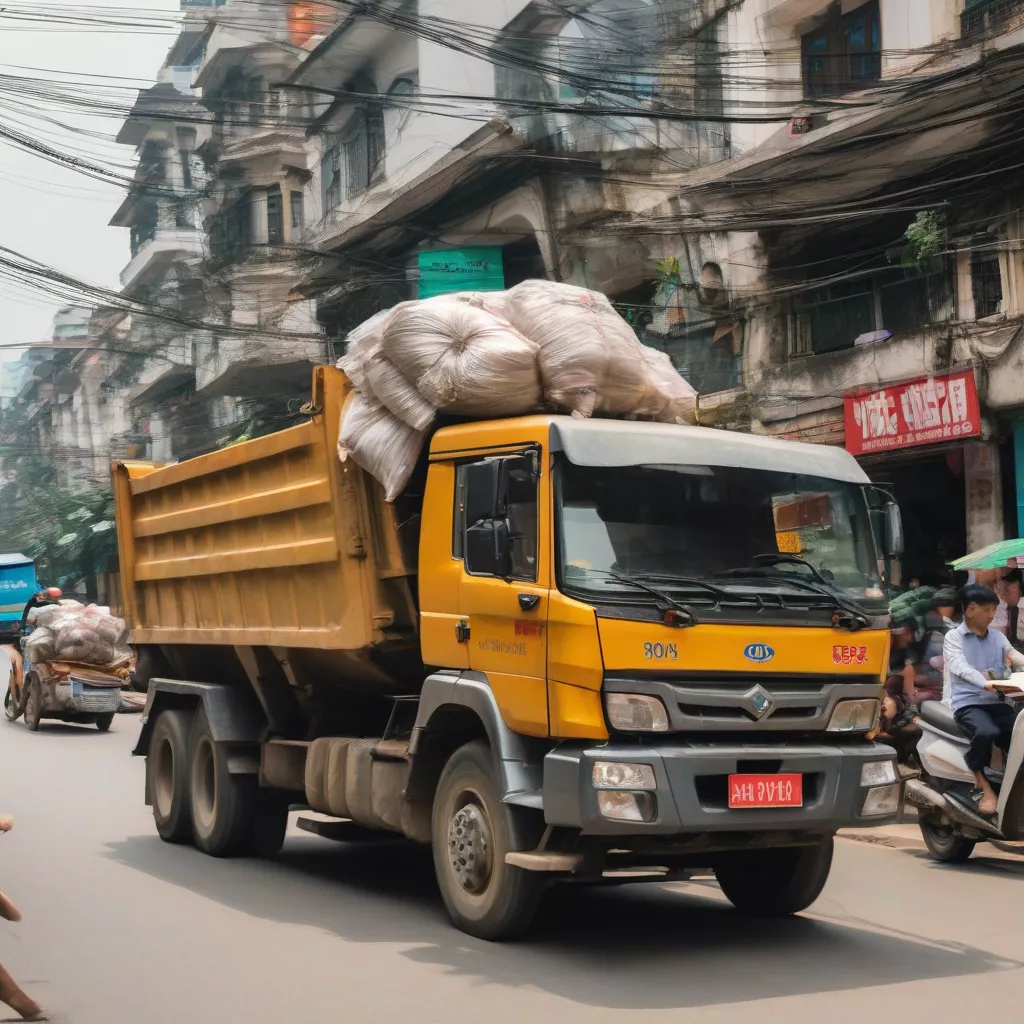 Xe tải đông bên hoạt động trên đường phố Hà Nội