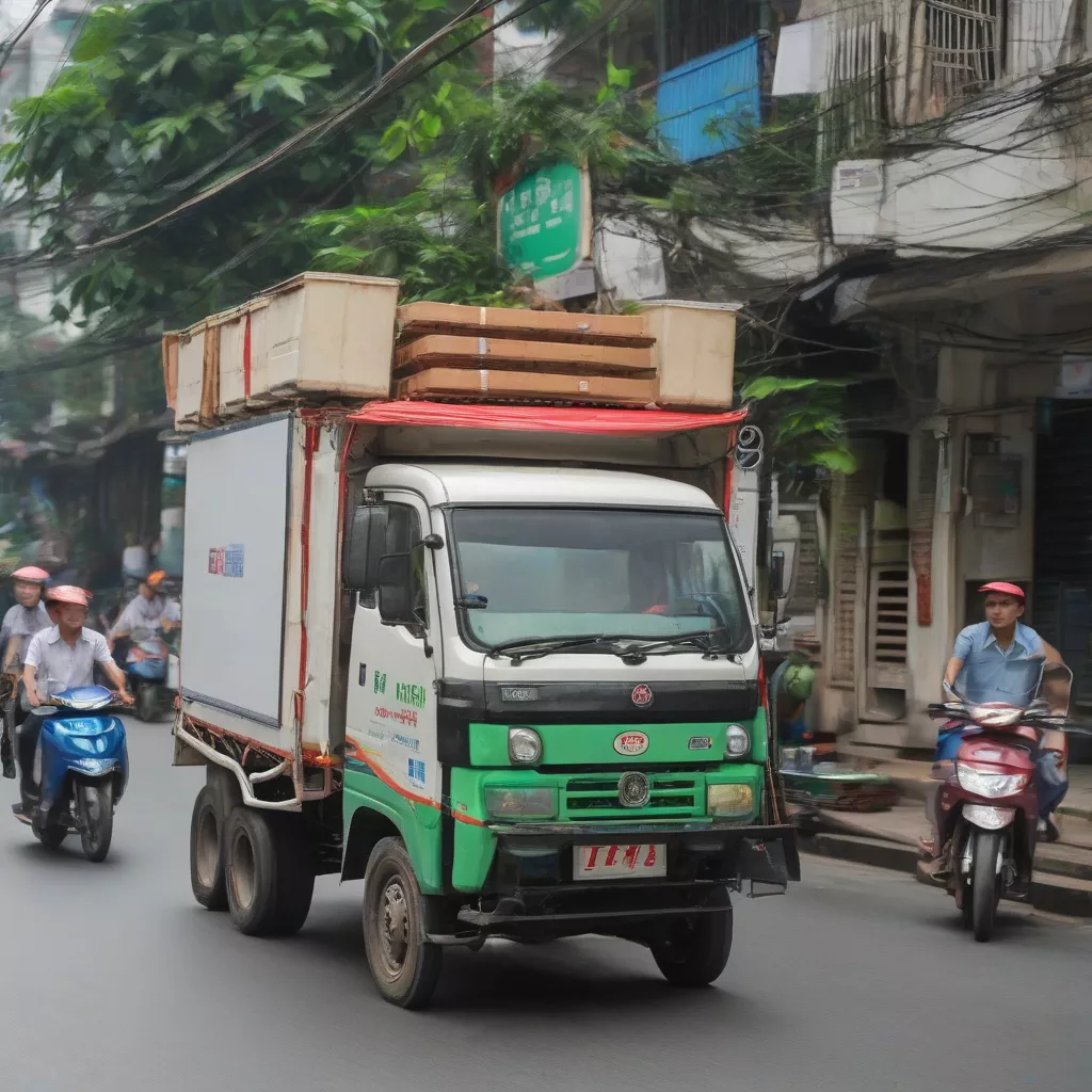 Xe tải đông lạnh trên đường phố Hà Nội
