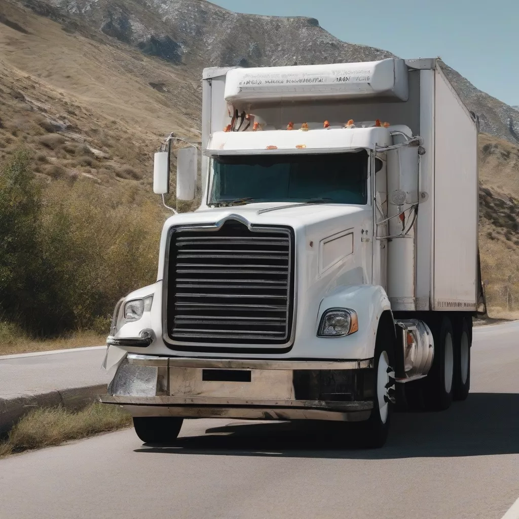 Xe tải đông lạnh đang đỗ bên đường