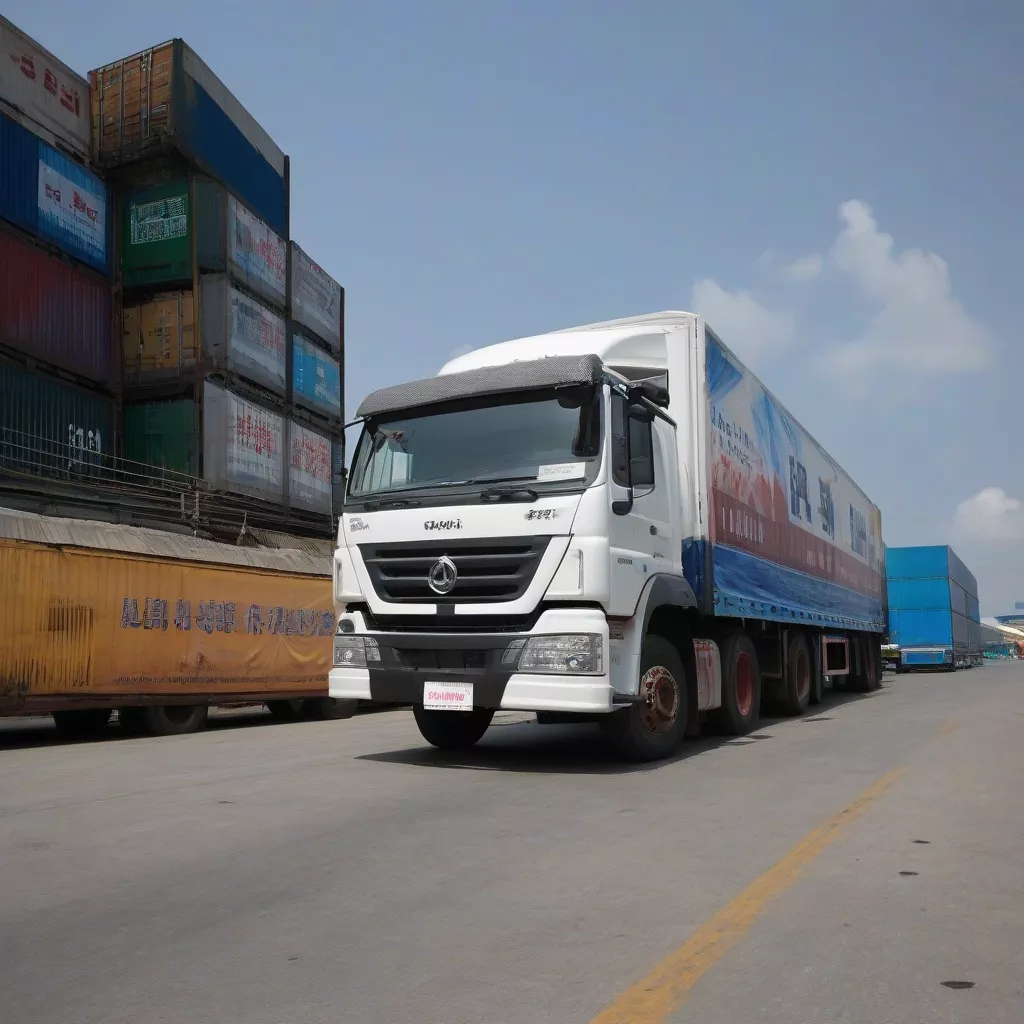 Xe tải đông lạnh chờ hàng tại cảng Cần Thơ