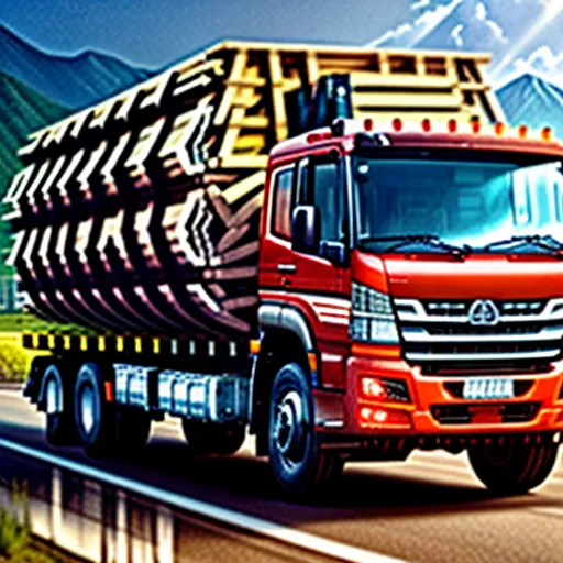 Dongfeng truck carrying construction materials
