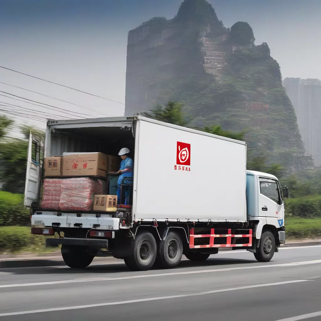 Xe tải Dongfeng di chuyển trên đường