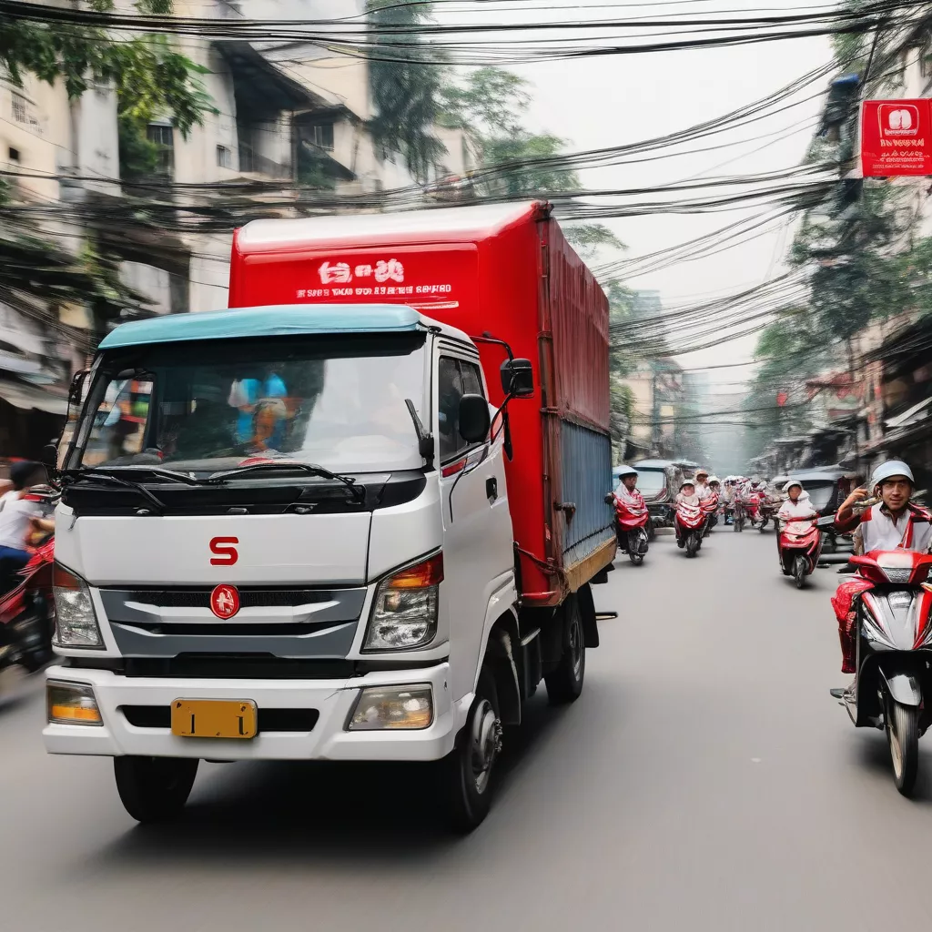 Xe tải Dongfeng ở Hoàng Mai