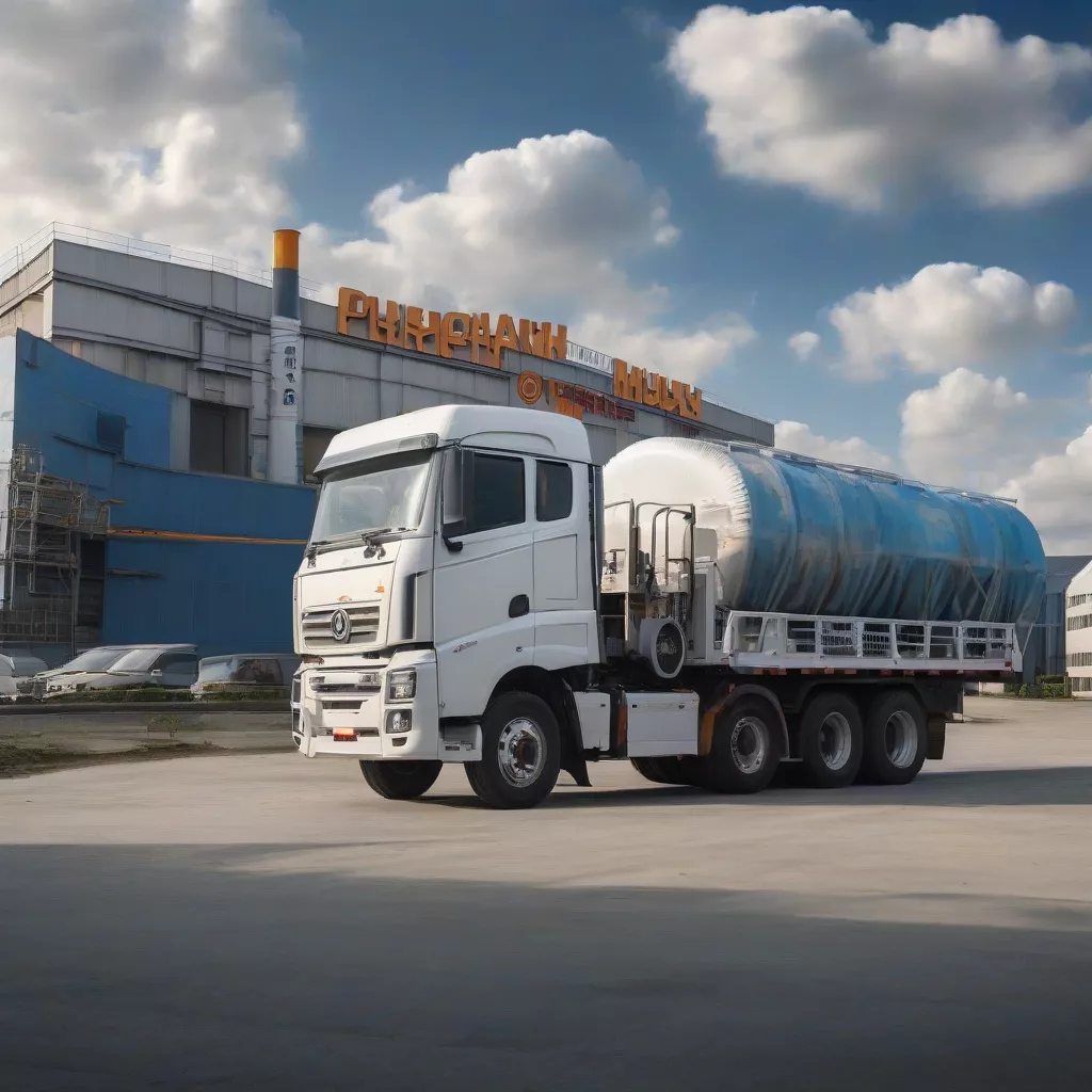 दोथान्ह ट्रक फैक्ट्री के सामने खड़ा है