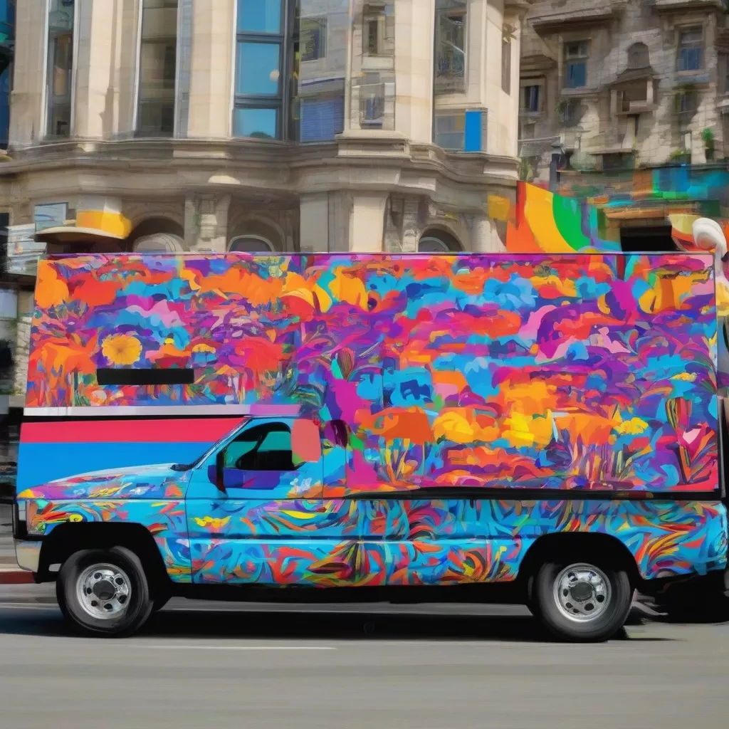 Truck with eye-catching advertising wrap