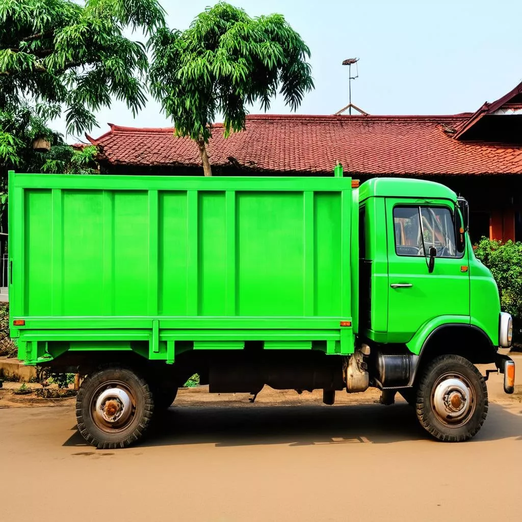 モスグリーンに塗装されたトラック