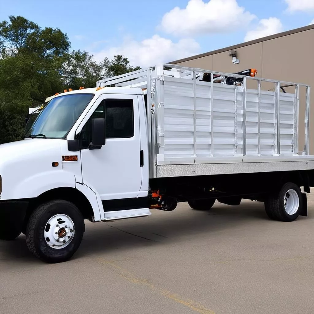 हाइड्रोलिक लिफ्ट गेट से लैस ट्रक