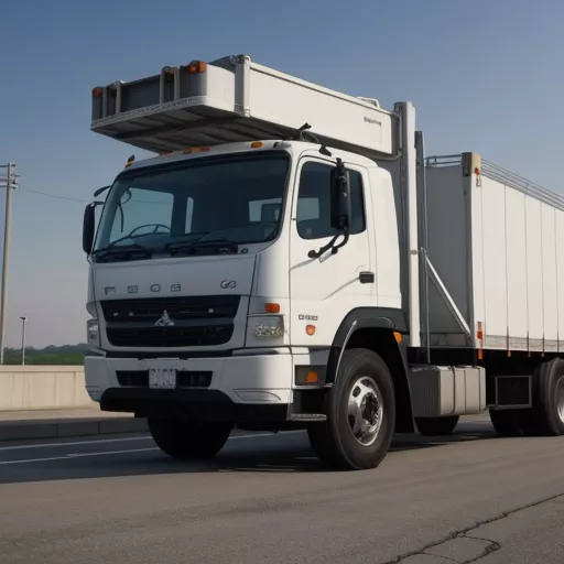 Fuso 12t Dreiachser mit Unic Kran im Einsatz