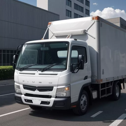 Fuso Canter 7.5 Ton Dropside Truck Navigating City Streets