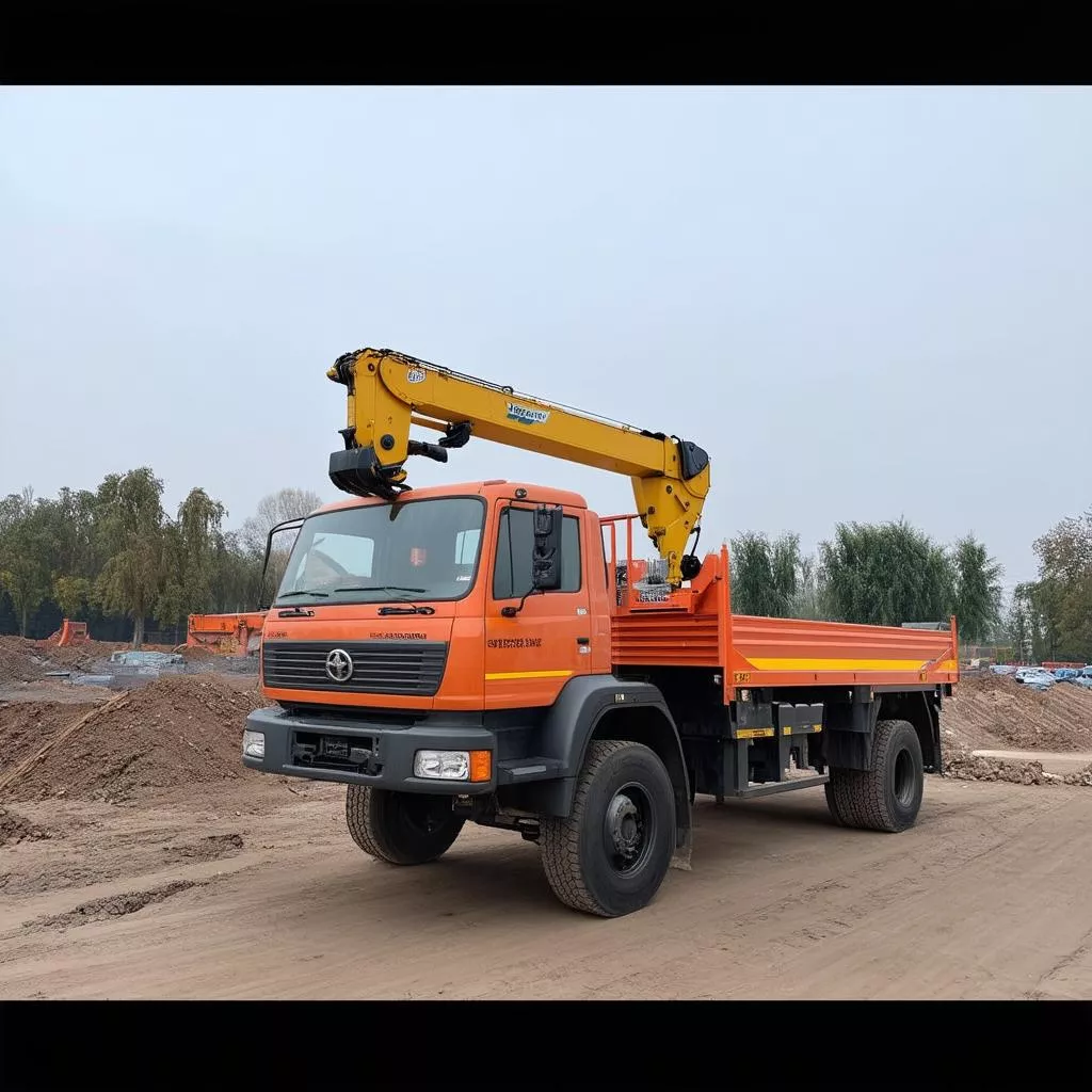 Vue rapprochée d'un camion grue