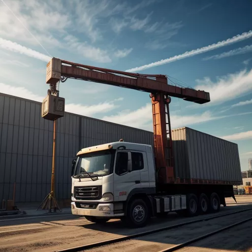 Truck with crane in operation