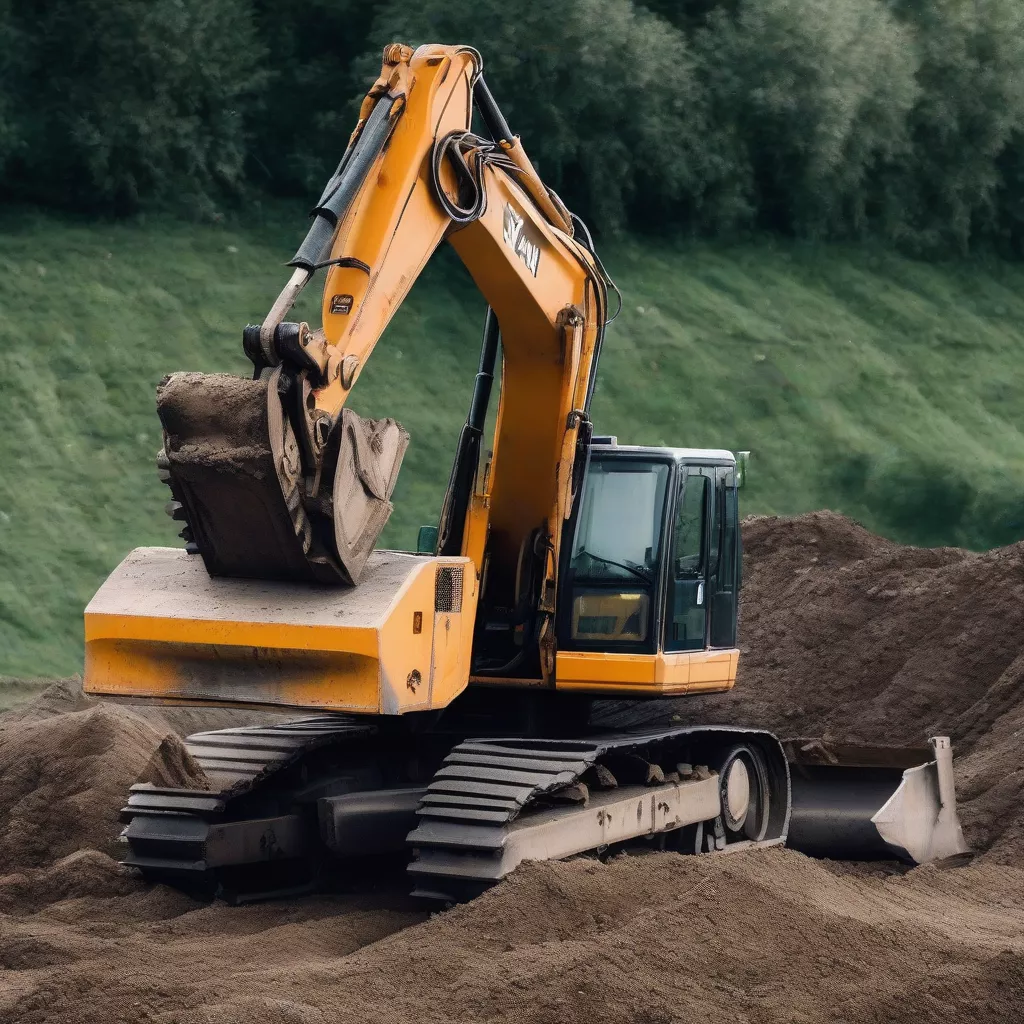 Excavator truck digging earth