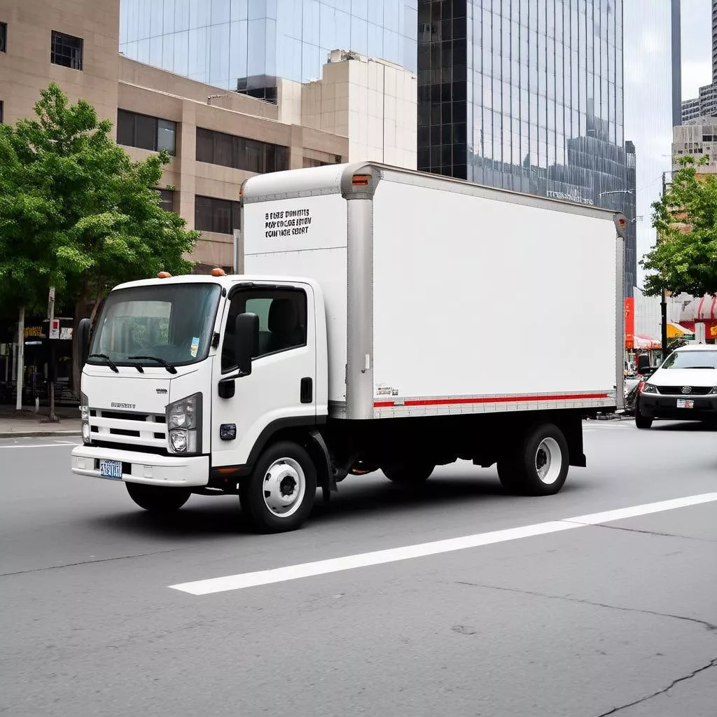 Xe tải giao hàng tại thành phố
