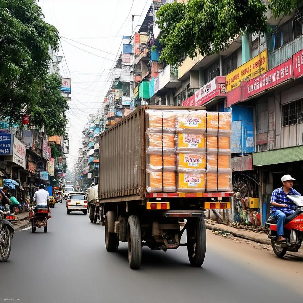 Xe tải giao hàng tại Hà Nội