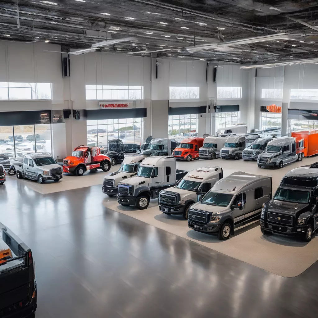 Truk Xe Tải Hà Nội diparkir di showroom