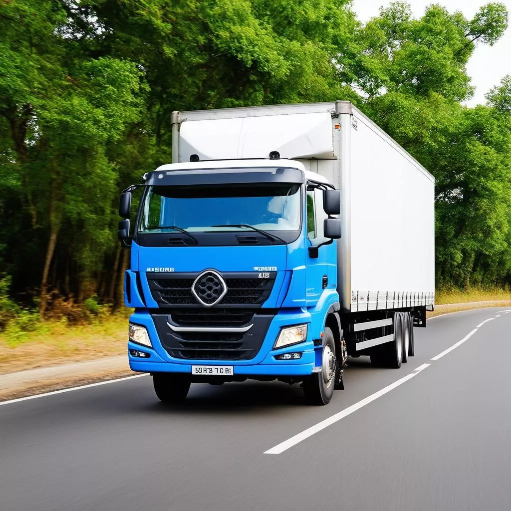 Xe tải đang chạy trên đường