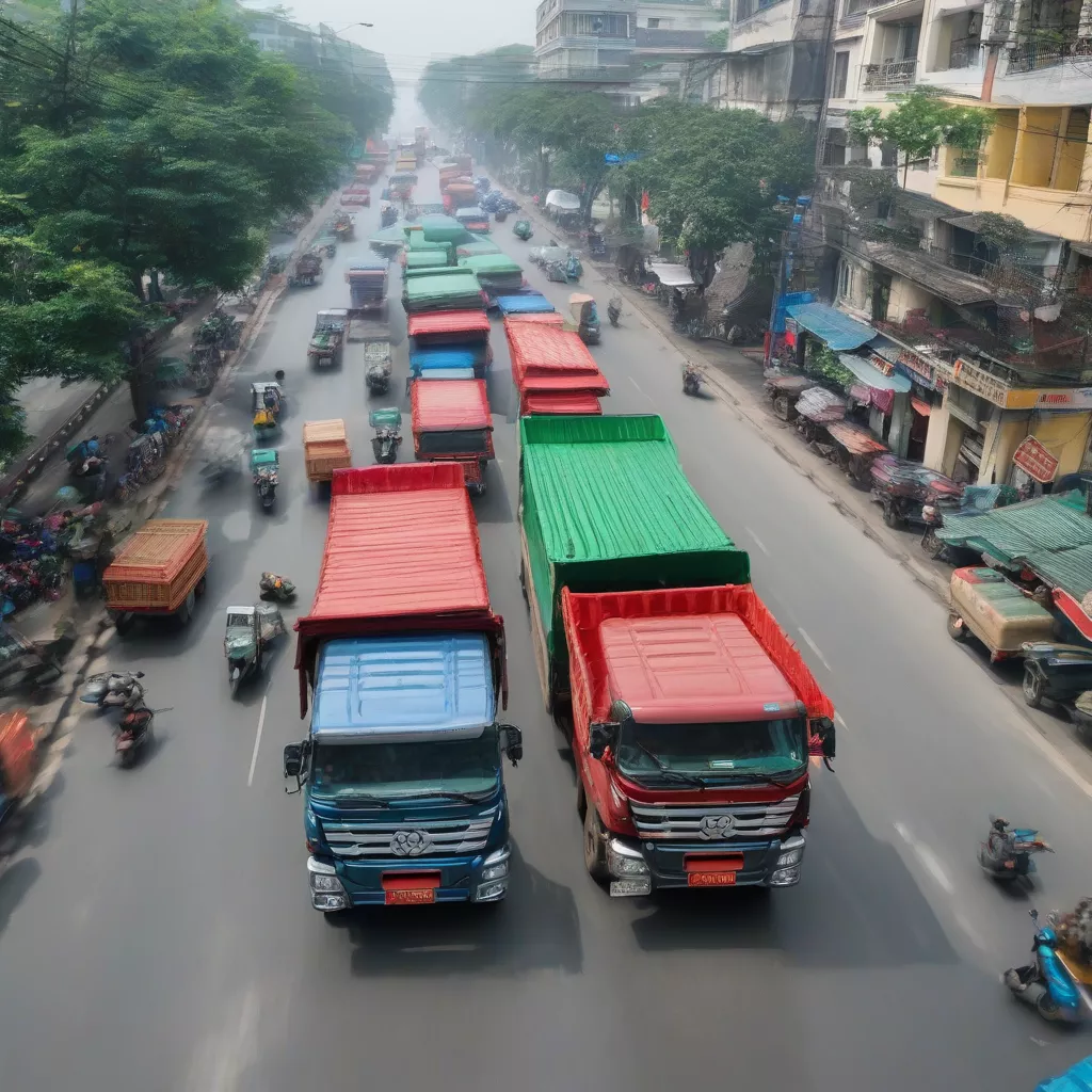 Camião da Xe Tải Hà Nội na estrada