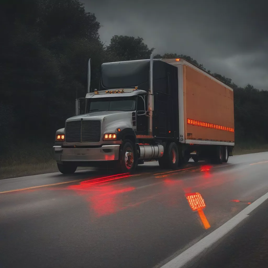 Truck with a dead battery on the road