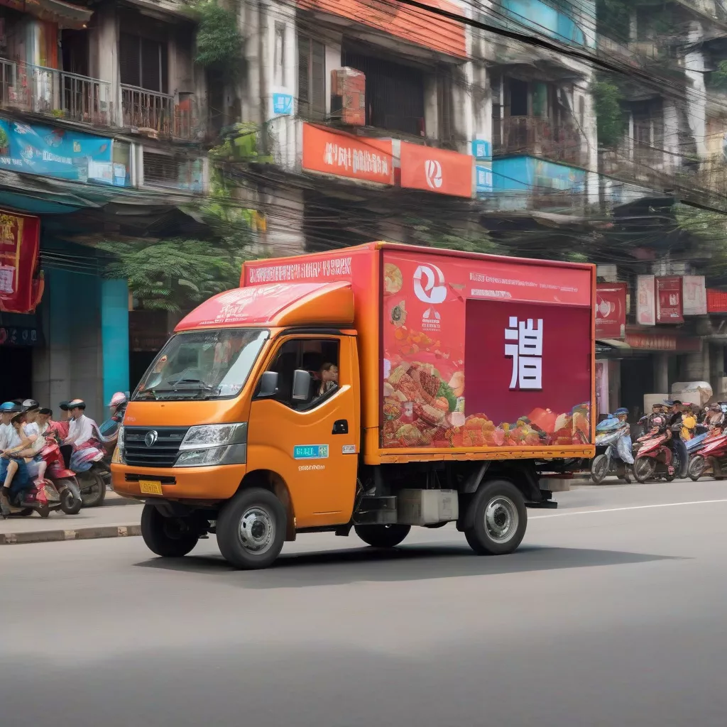 Modern Truck on Hanoi Streets