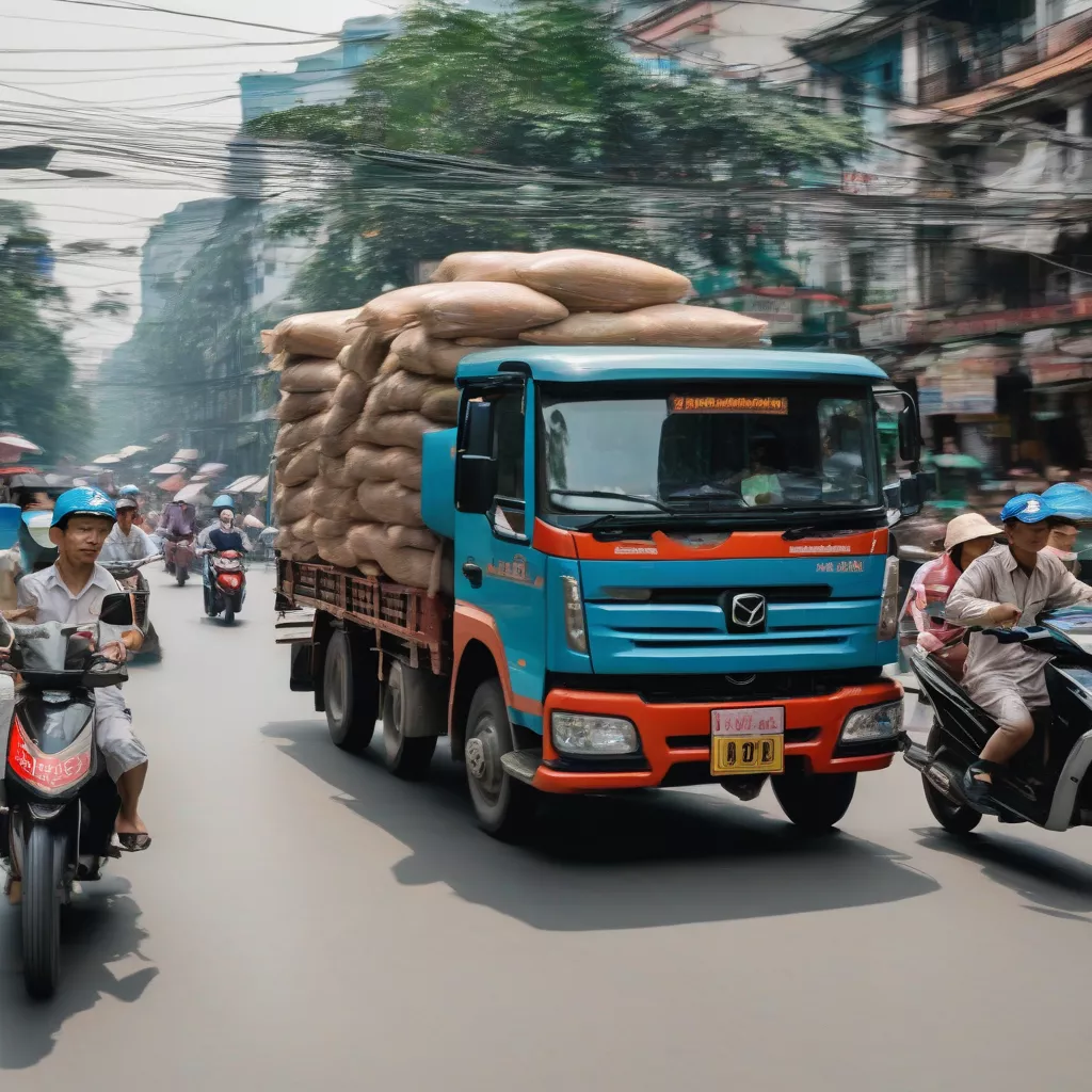 Modern trucks in Hanoi