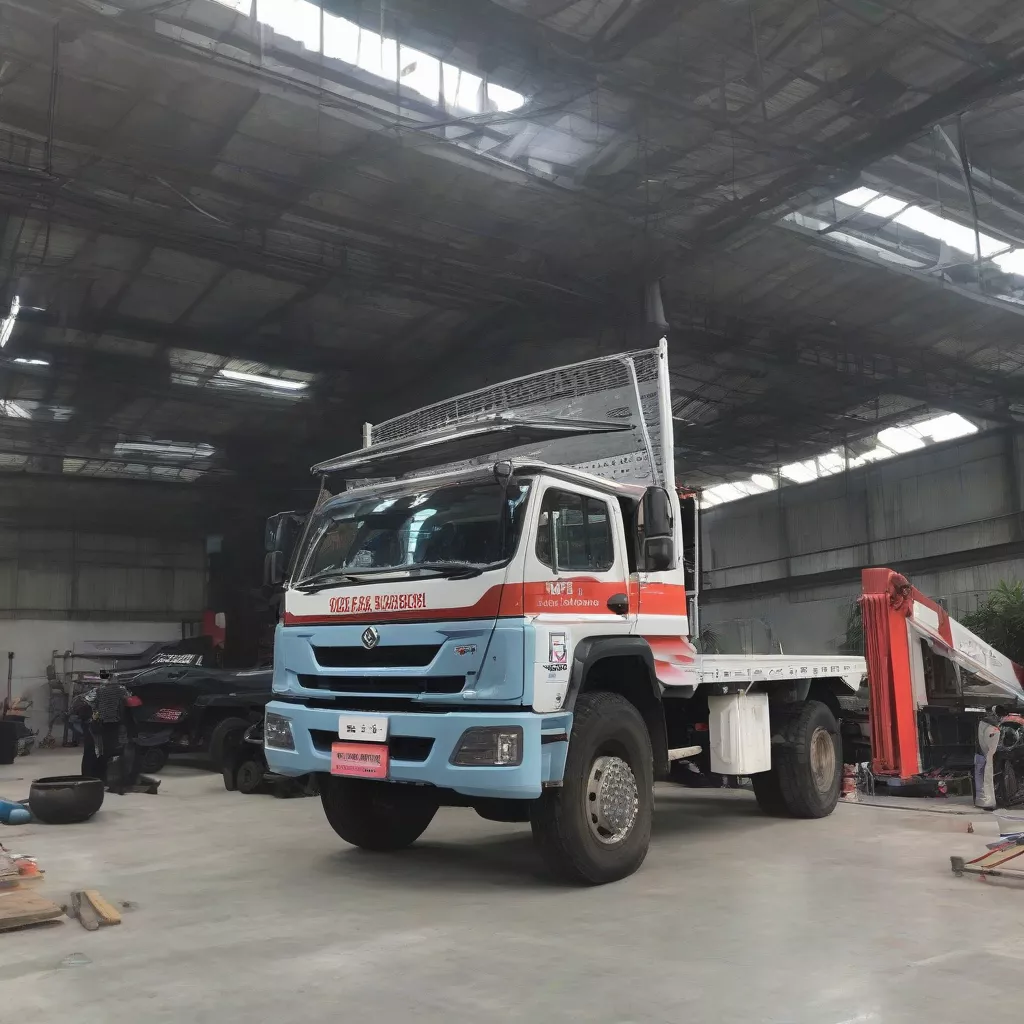 Xe tải hiện đại tại xưởng thực hành của trường Cao đẳng Công nghệ Ô tô Hà Nội