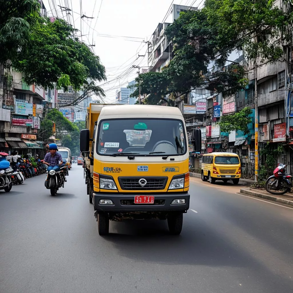 Xe tải hiện đại trên đường phố Hà Nội