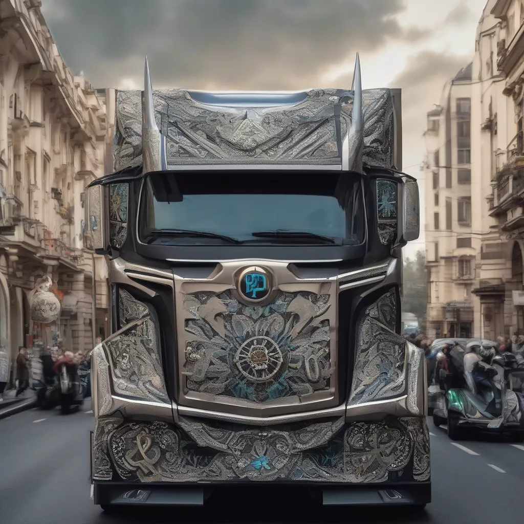 Xe tải hiện đại với biểu tượng nổi bật