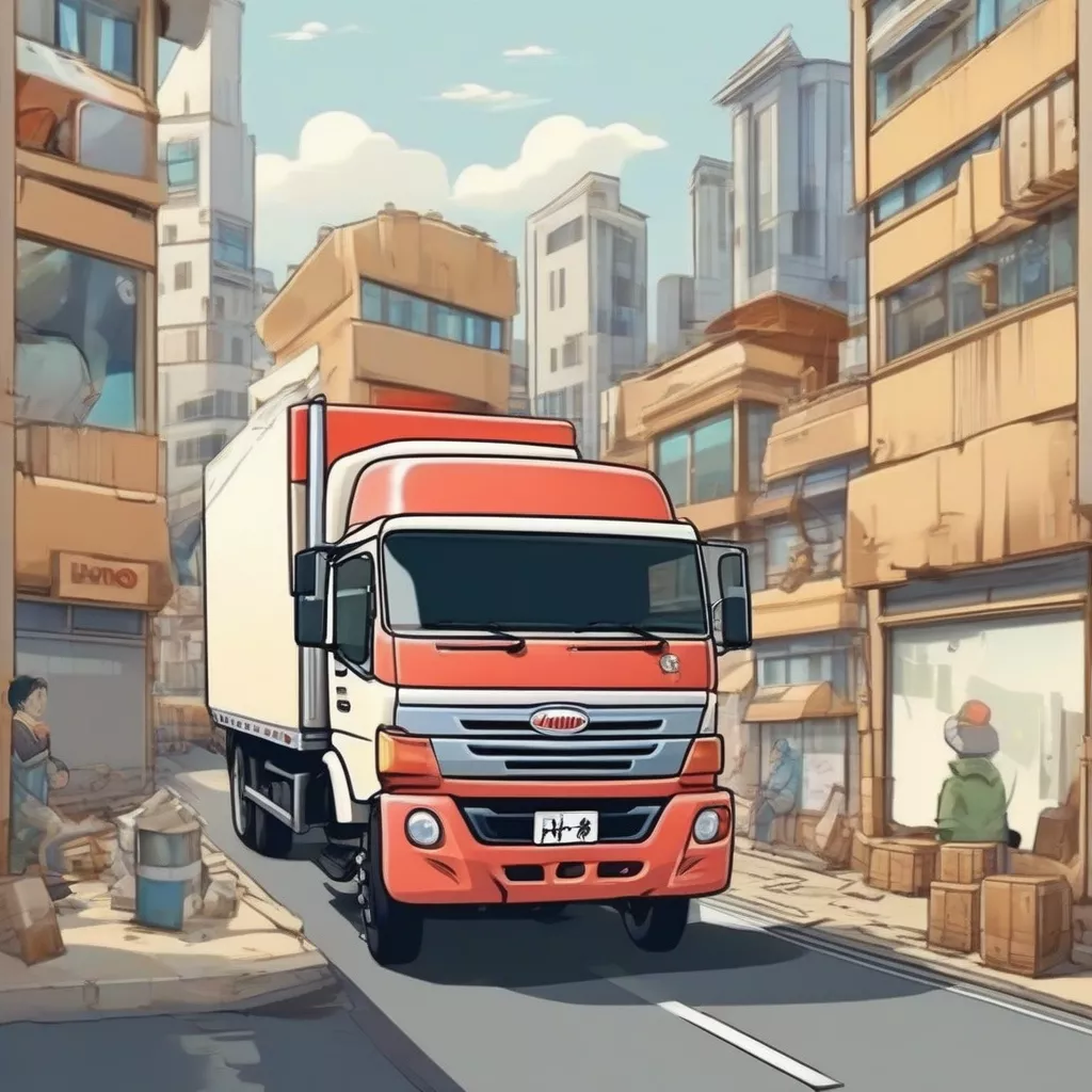 Xe tải Hino chở hàng trên đường