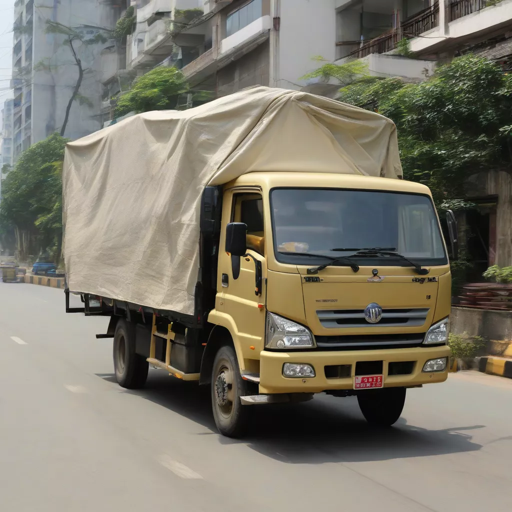 Xe tải Hoa Mai HD5250A thùng mui bạt chạy trên đường