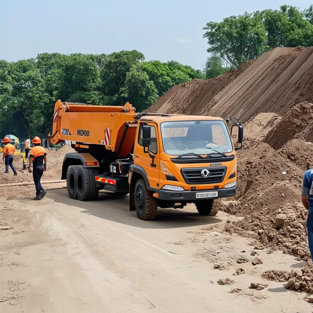 Howo truck at a construction site