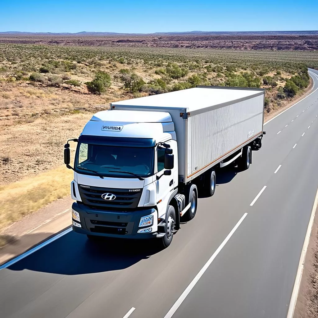Camião Hyundai a transportar mercadorias