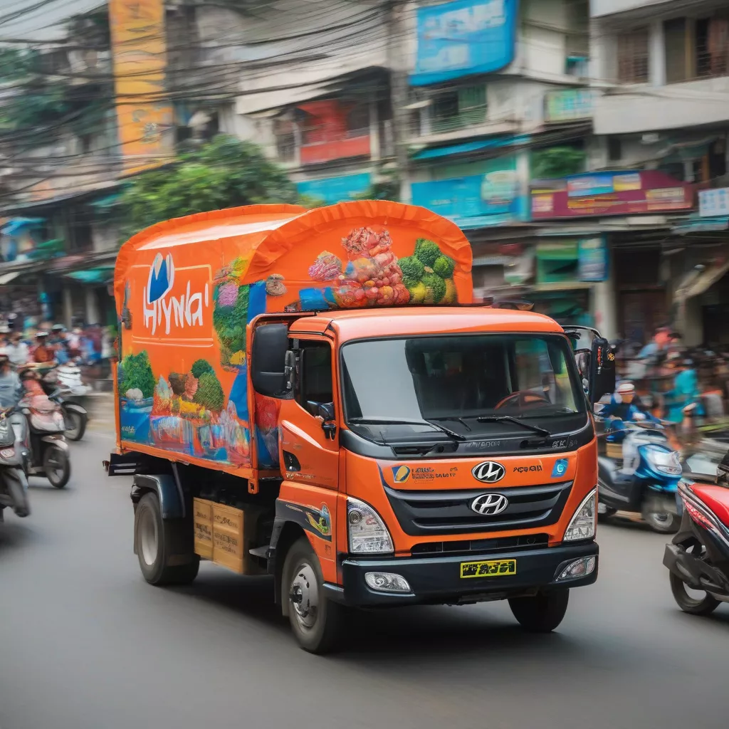 Xe tải Hyundai chuyên dụng trên đường phố Hà Nội