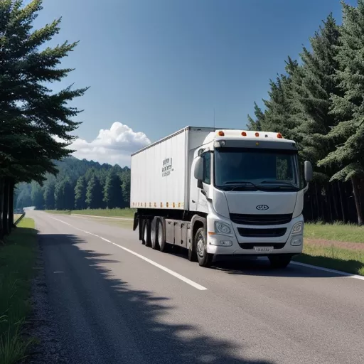 Hyundai truck driving on the road
