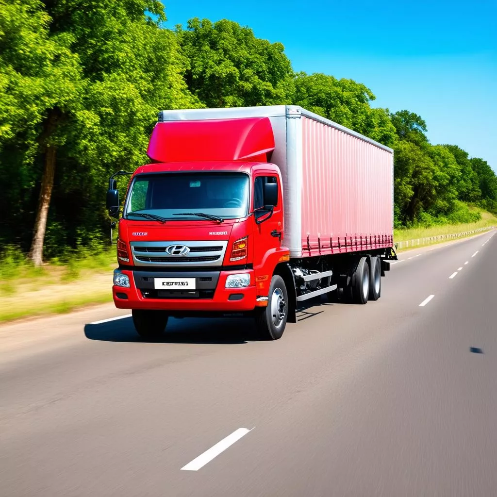 Hyundai truck on the road