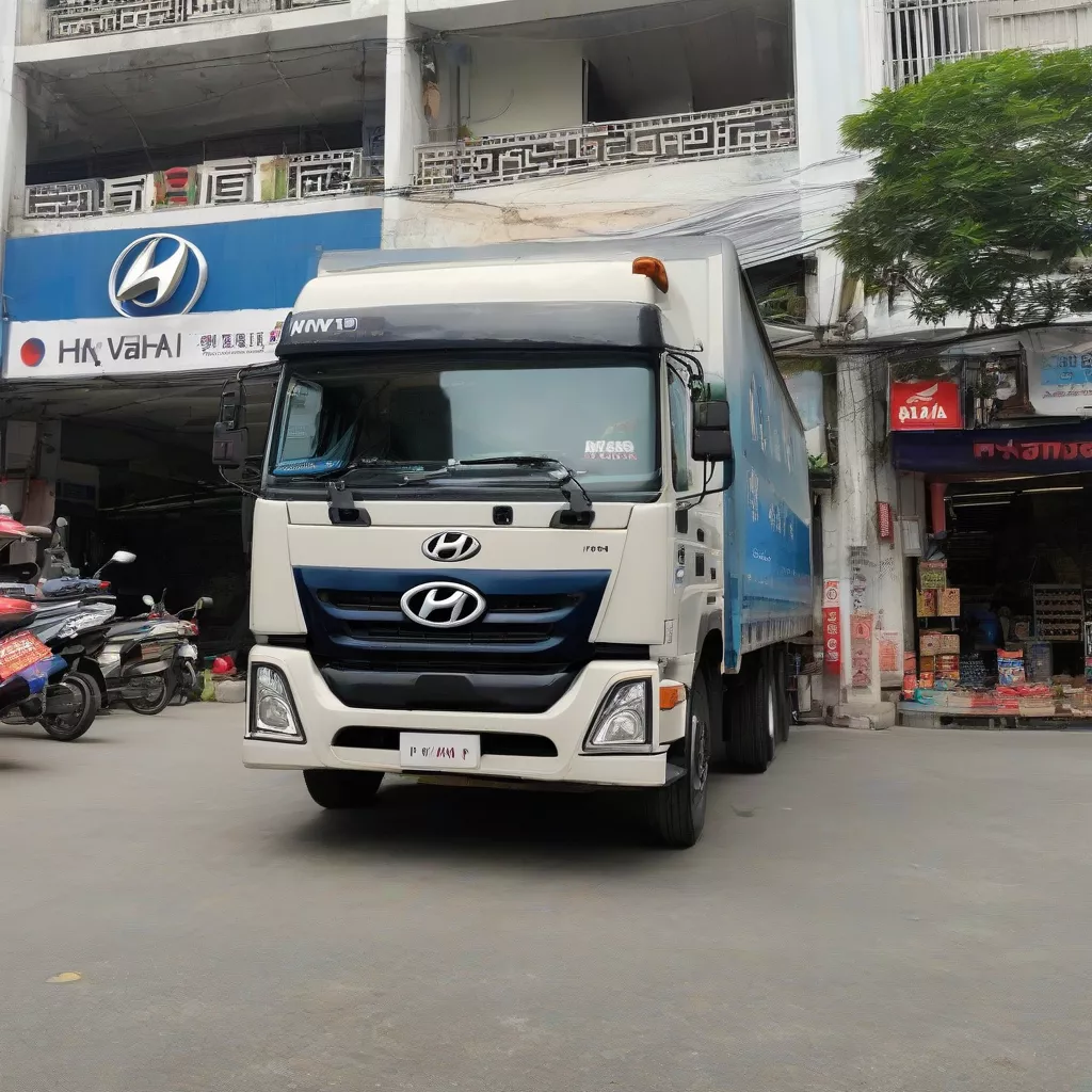 हुंडई डोंग वांग ट्रक ज़े tải Hà Nội शोरूम के सामने