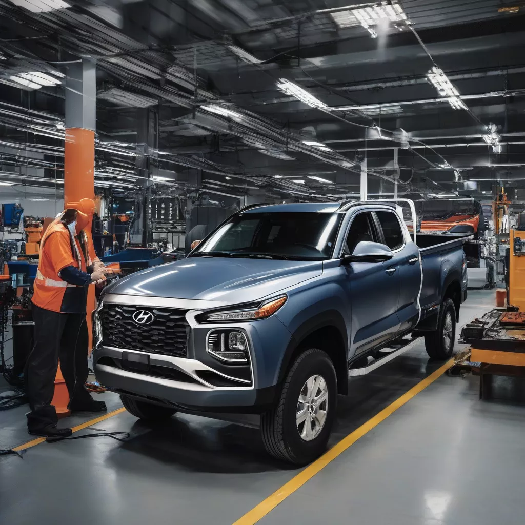 Xe tải Hyundai được kiểm tra tại trung tâm bảo dưỡng