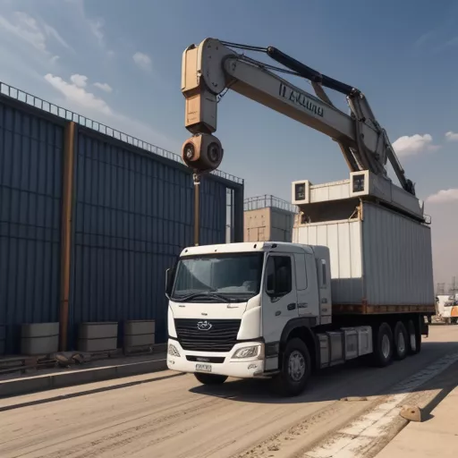 हुंडई HD700 Unic URV344 क्रेन के साथ ट्रक काम कर रहा है